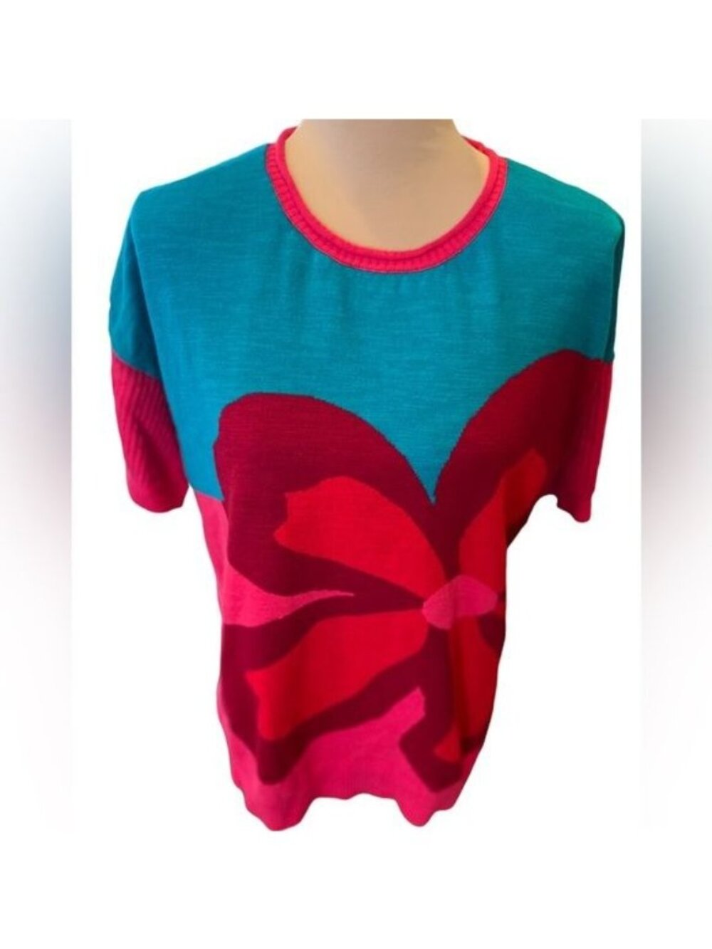 Soft Surroundings Women’s Sweater Size Large Azalea Multi Colored Short Sleeve